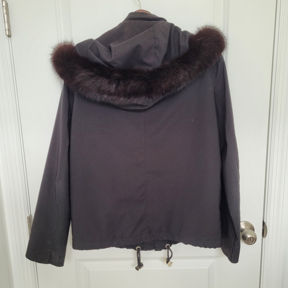Giorgio Vitalie Wind Breaker Outdoor Furlined Detachable Hood Black Jacket XS - Picture 3 of 10
